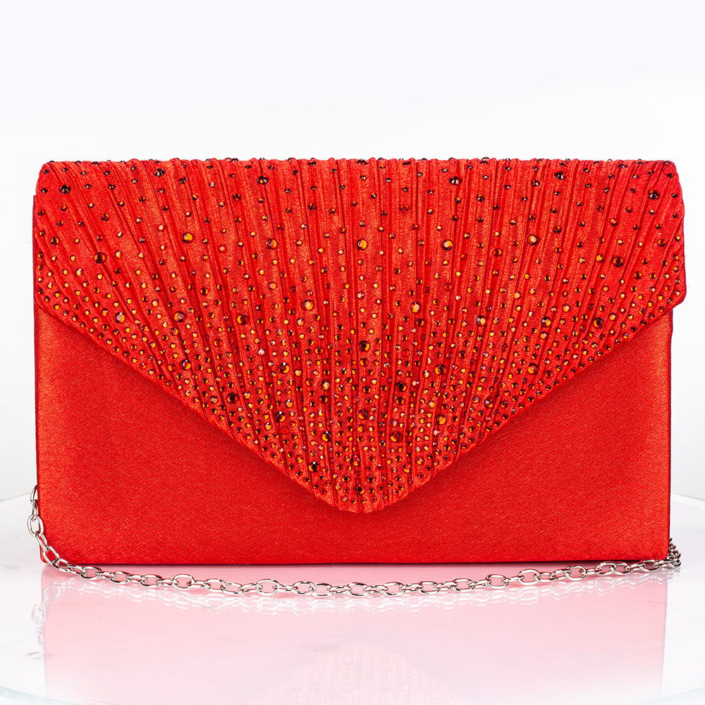 Bolso de Aleación Bañado en Oro con Cristal Emporia® Rojo y Cristal Emporia® Blanco ( Collar +Pendientes +Pulsera +Anillo )
