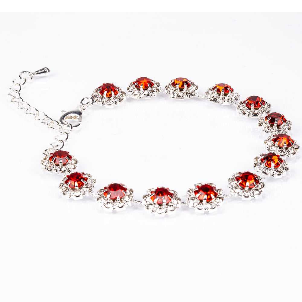 Bolso de Aleación Bañado en Oro con Cristal Emporia® Rojo y Cristal Emporia® Blanco ( Collar +Pendientes +Pulsera +Anillo )