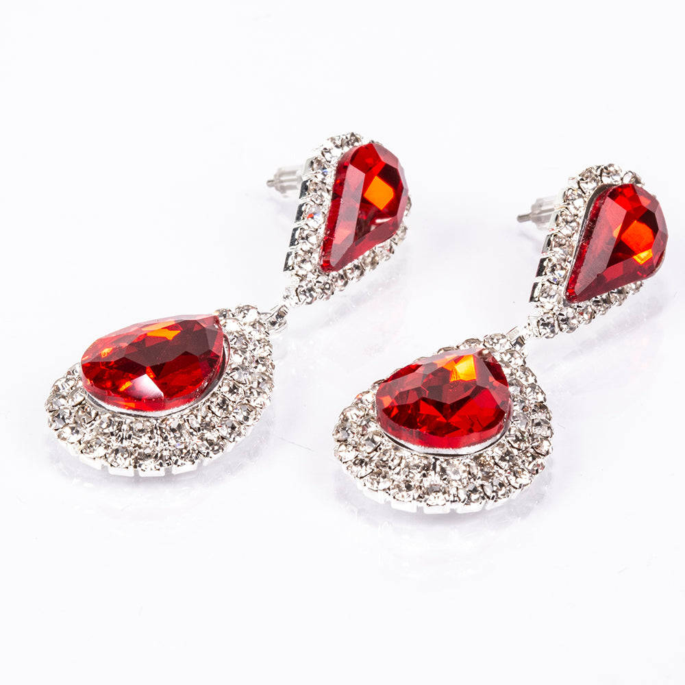 Bolso de Aleación Bañado en Oro con Cristal Emporia® Rojo y Cristal Emporia® Blanco ( Collar +Pendientes +Pulsera +Anillo )