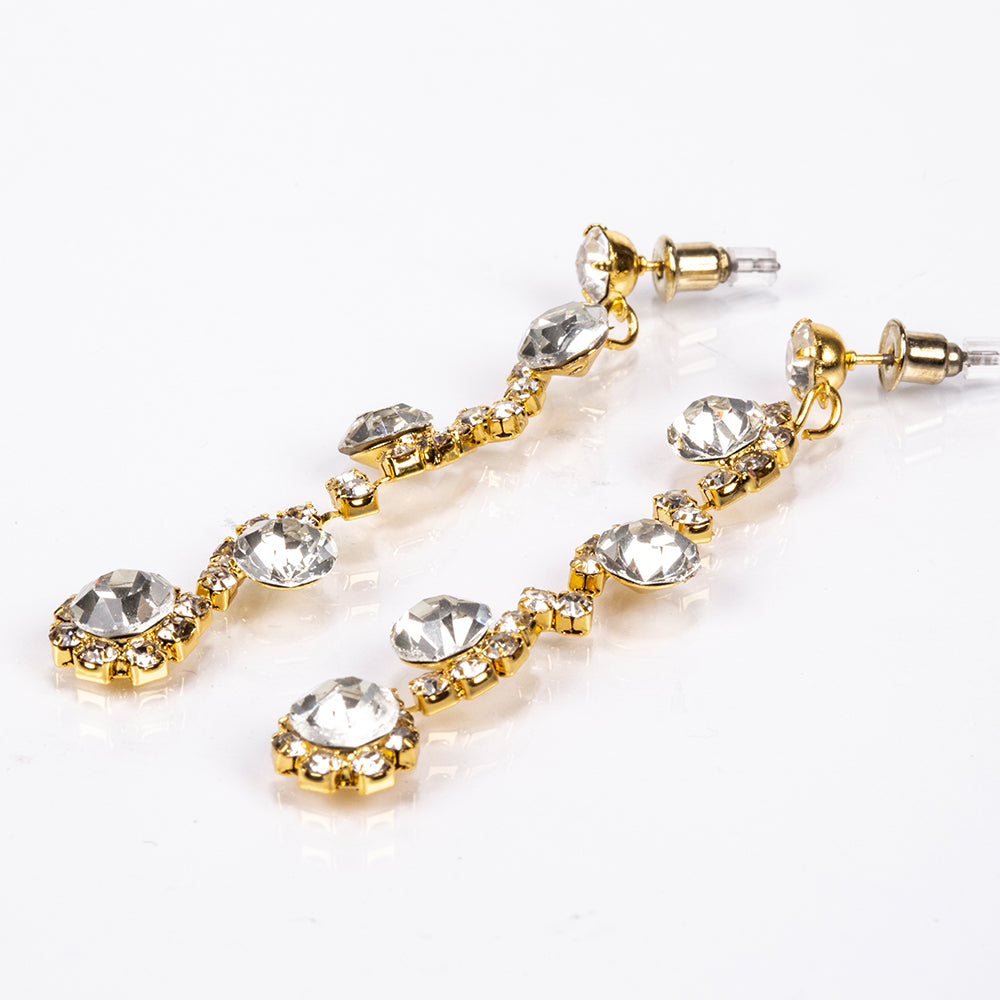 Bolso de Aleación Bañado en Oro con Cristal Emporia® Blanco ( Collar +Pendientes +Pulsera +Anillo )