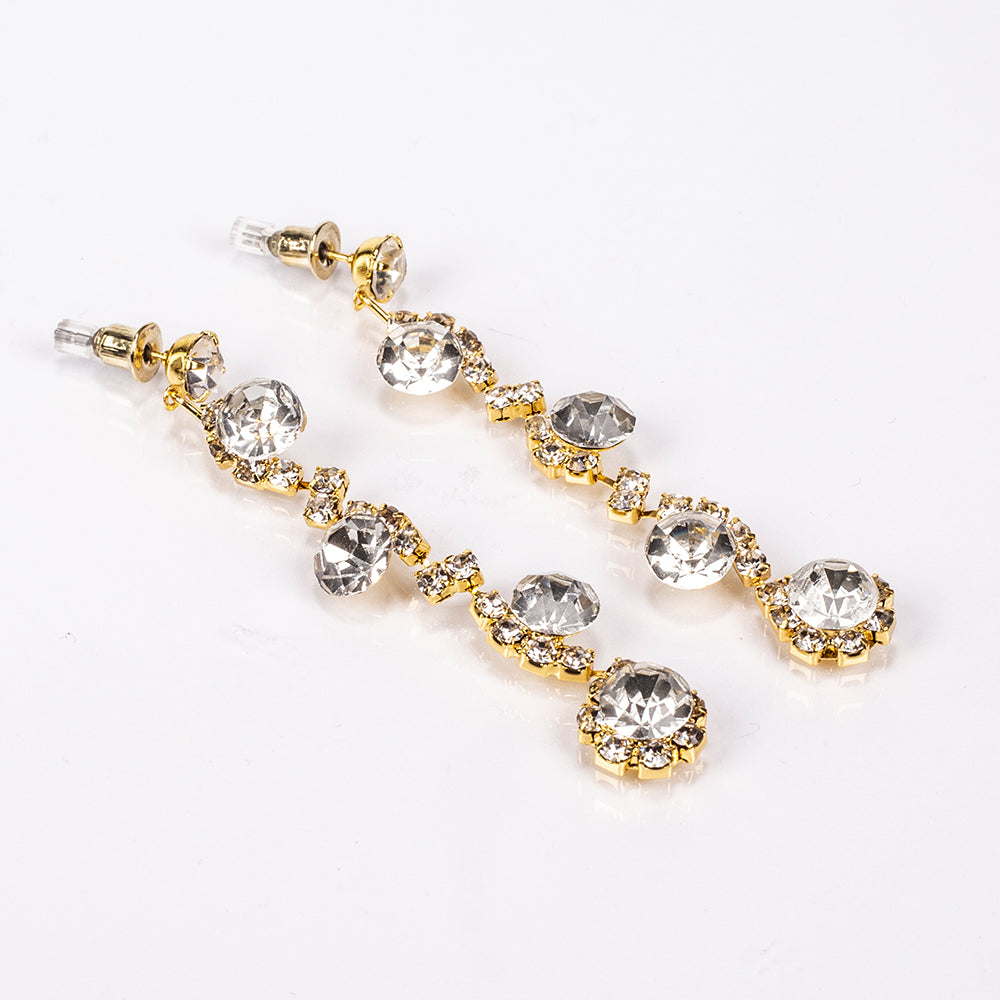 Bolso de Aleación Bañado en Oro con Cristal Emporia® Blanco ( Collar +Pendientes +Pulsera +Anillo )