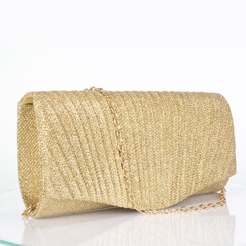 Bolso de Aleación Bañado en Oro con Cristal Emporia® Blanco ( Collar +Pendientes +Pulsera +Anillo )