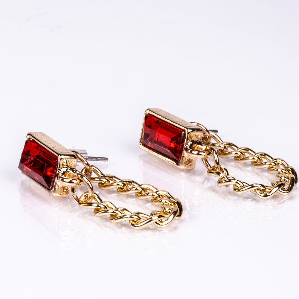 Reloj de Aleación Bañado en Oro con Cristal Emporia® Rojo y Cristal Emporia® Blanco ( Collar +Pendientes +Pulsera )