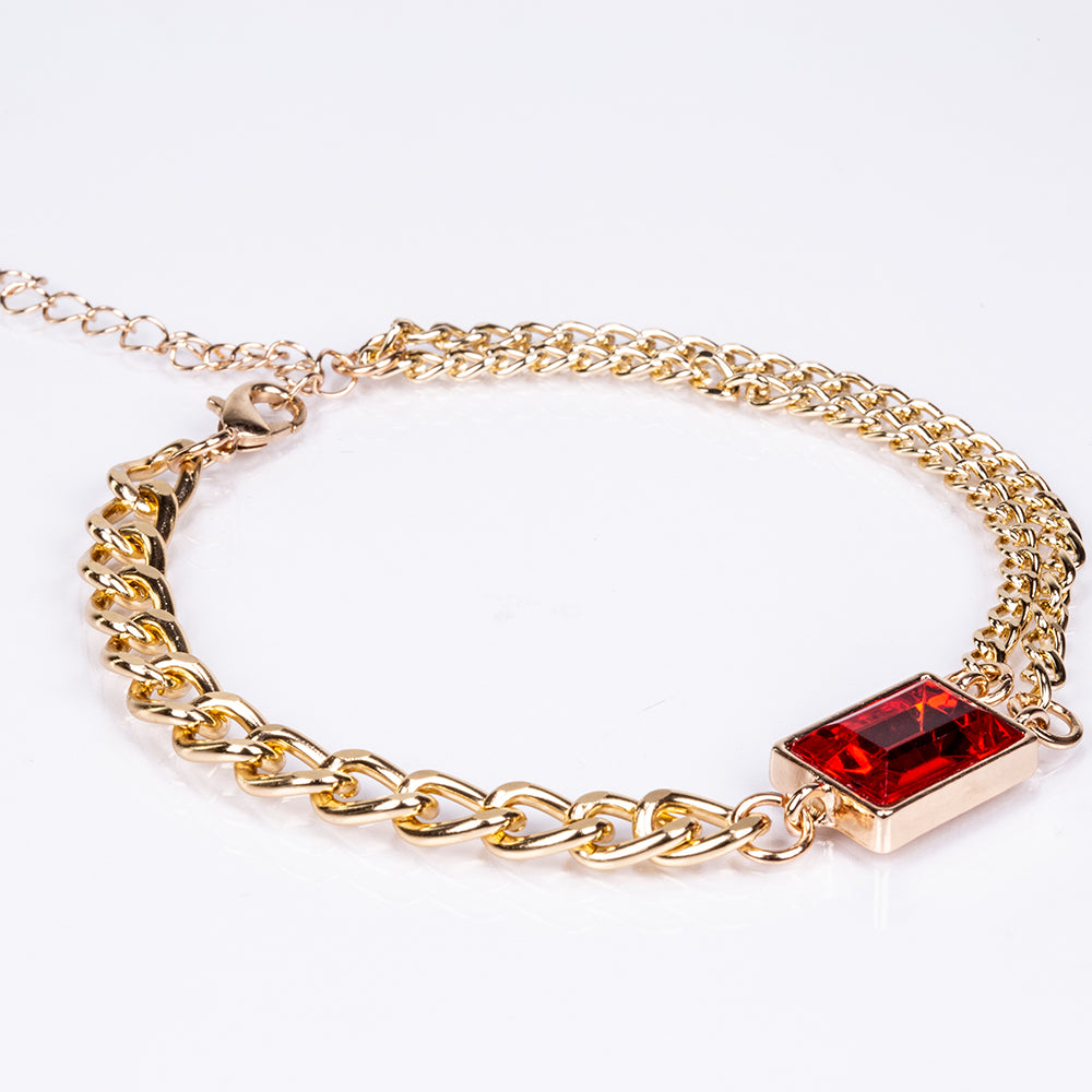 Reloj de Aleación Bañado en Oro con Cristal Emporia® Rojo y Cristal Emporia® Blanco ( Collar +Pendientes +Pulsera )