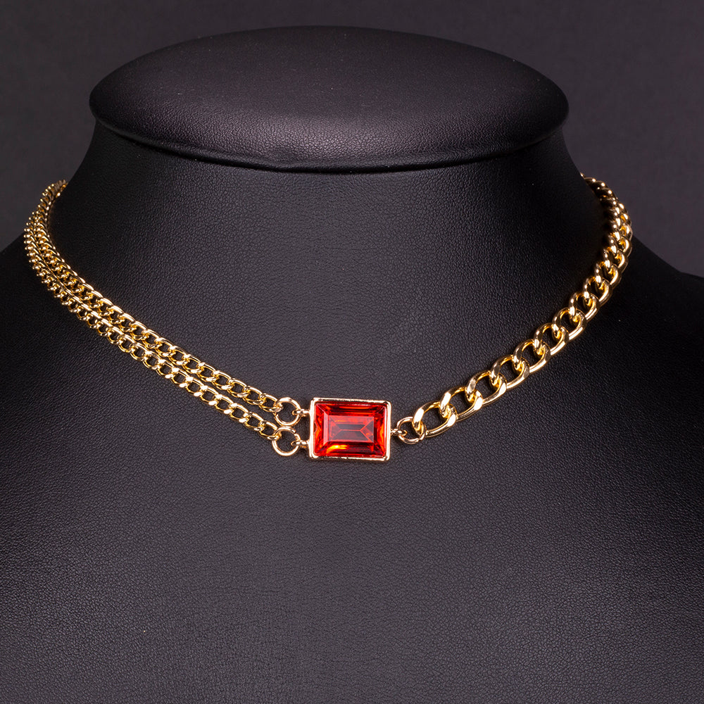 Reloj de Aleación Bañado en Oro con Cristal Emporia® Rojo y Cristal Emporia® Blanco ( Collar +Pendientes +Pulsera )