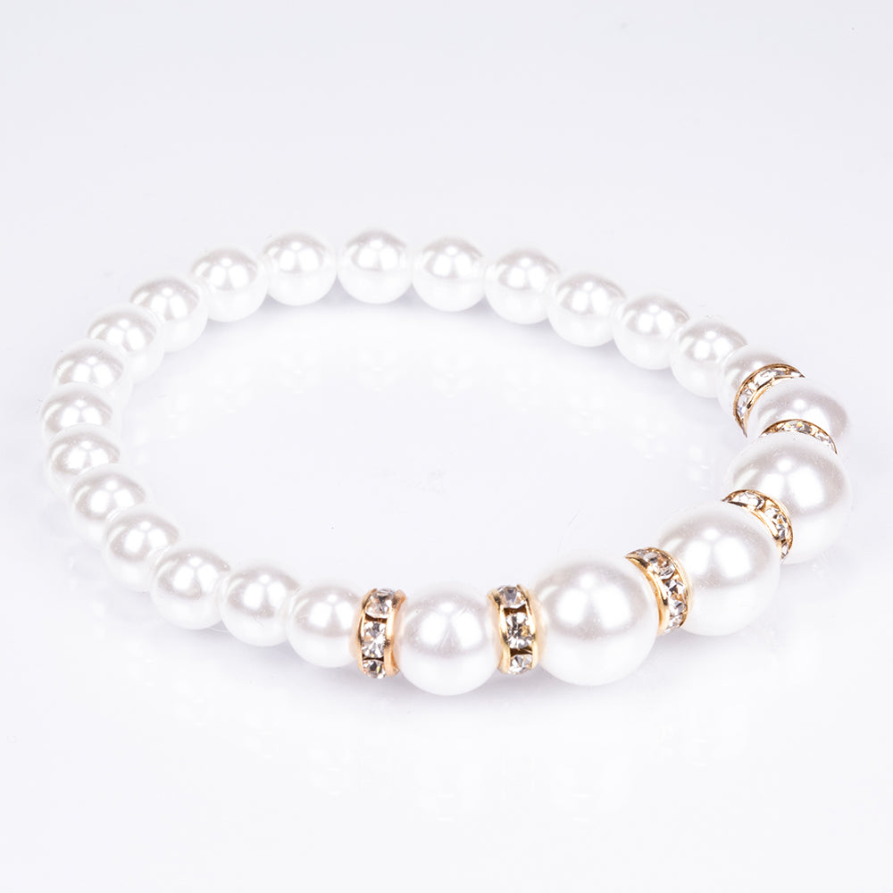 Reloj de Aleación Bañado en Oro con Cristal Emporia® Blanco ( Collar +Pendientes +Pulsera )