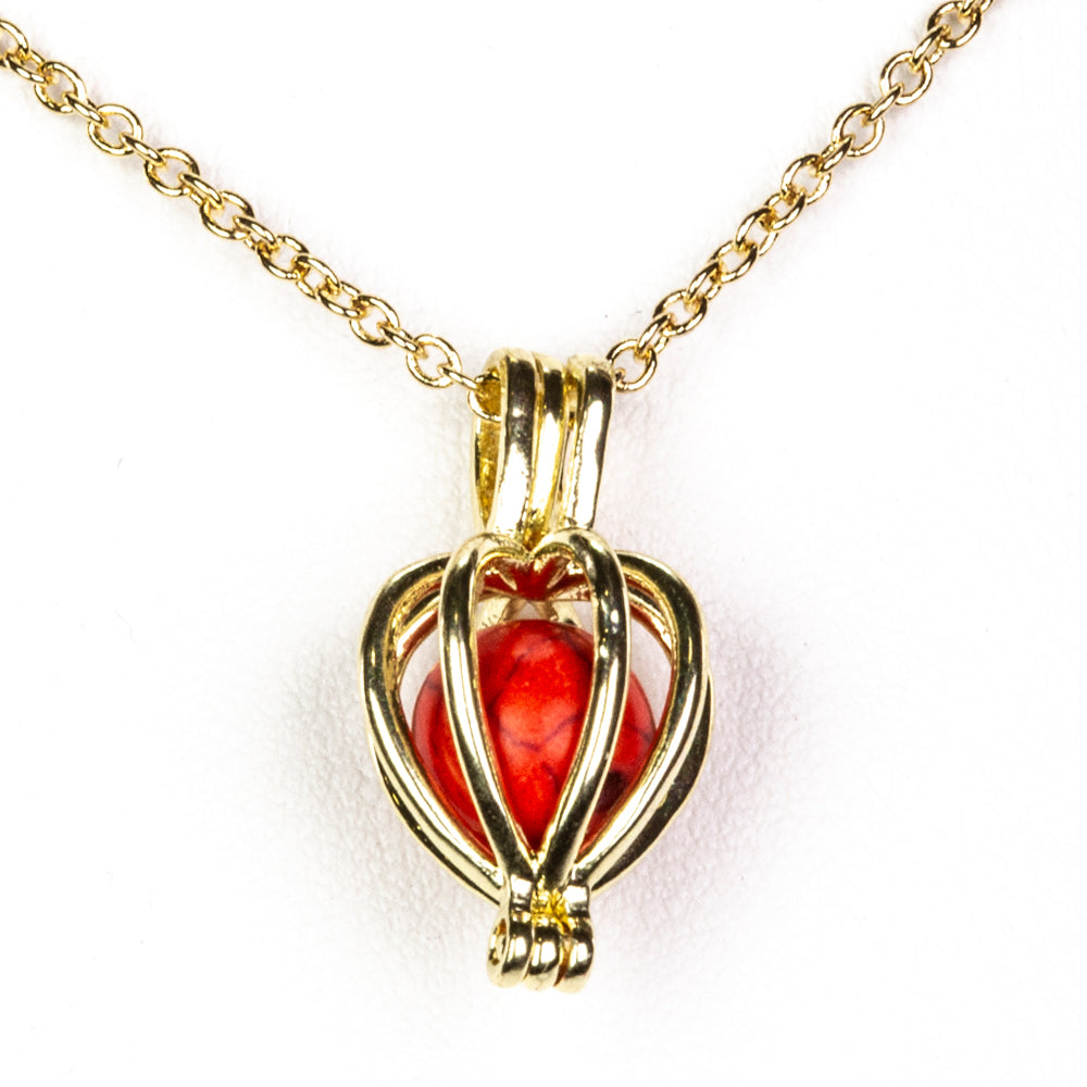 Conjunto de Aleación Bañado en Oro con Ágata Roja y Turquesa ( Collar +Colgante ) 9