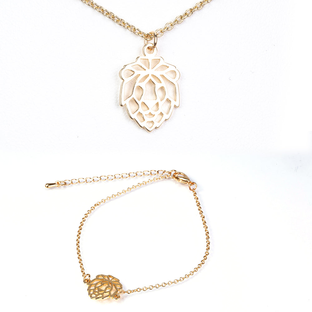 Conjunto de Aleación Bañado en Oro ( Collar +Pulsera )