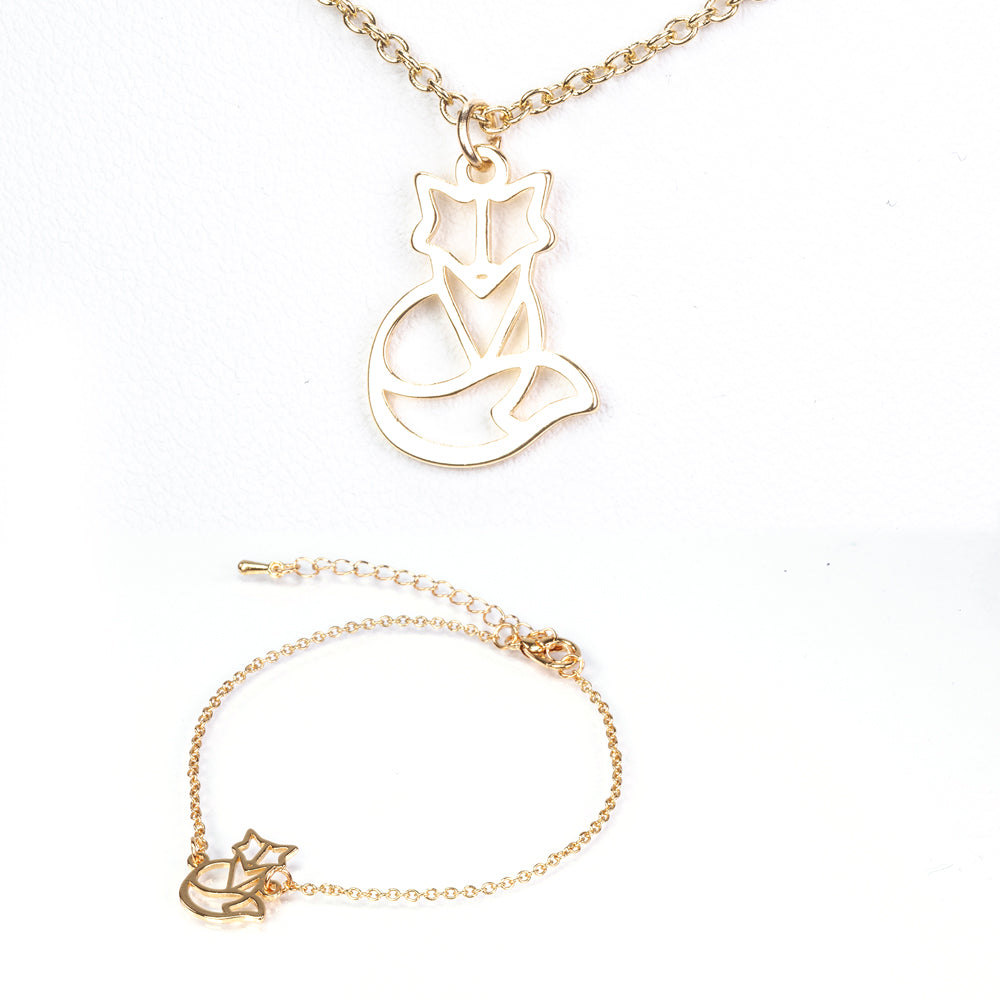 Conjunto de Aleación Bañado en Oro ( Collar +Pulsera )