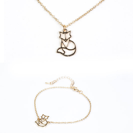 Conjunto de Aleación Bañado en Oro ( Collar +Pulsera )