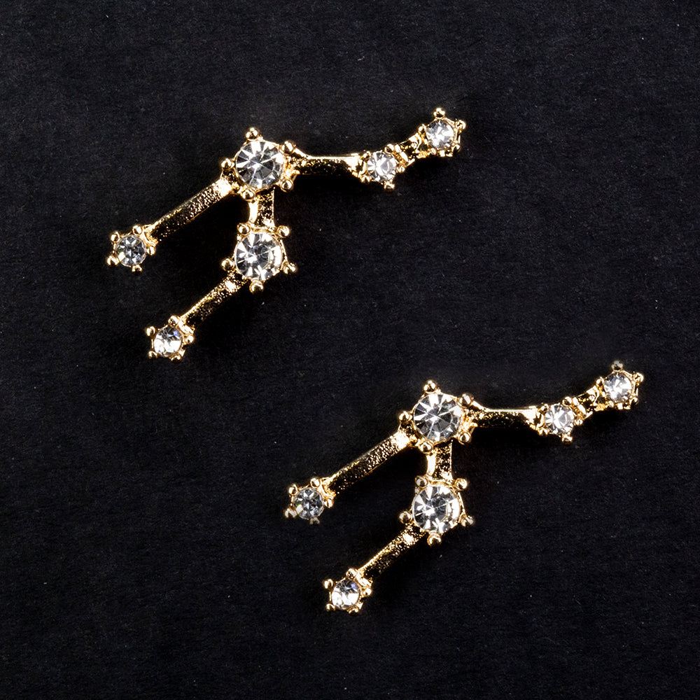 Tauro Pendientes de Aleación Bañado en Oro con Cristal Emporia® Blanco