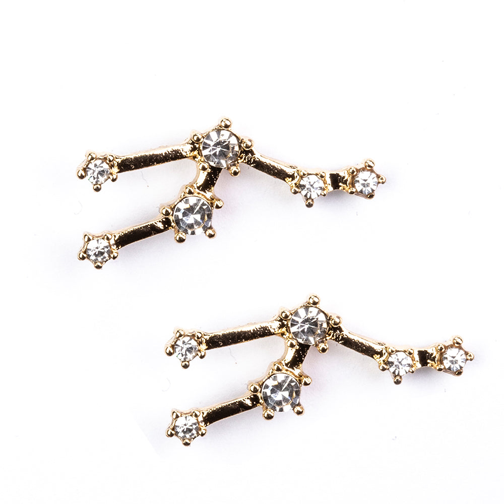 Tauro Pendientes de Aleación Bañado en Oro con Cristal Emporia® Blanco
