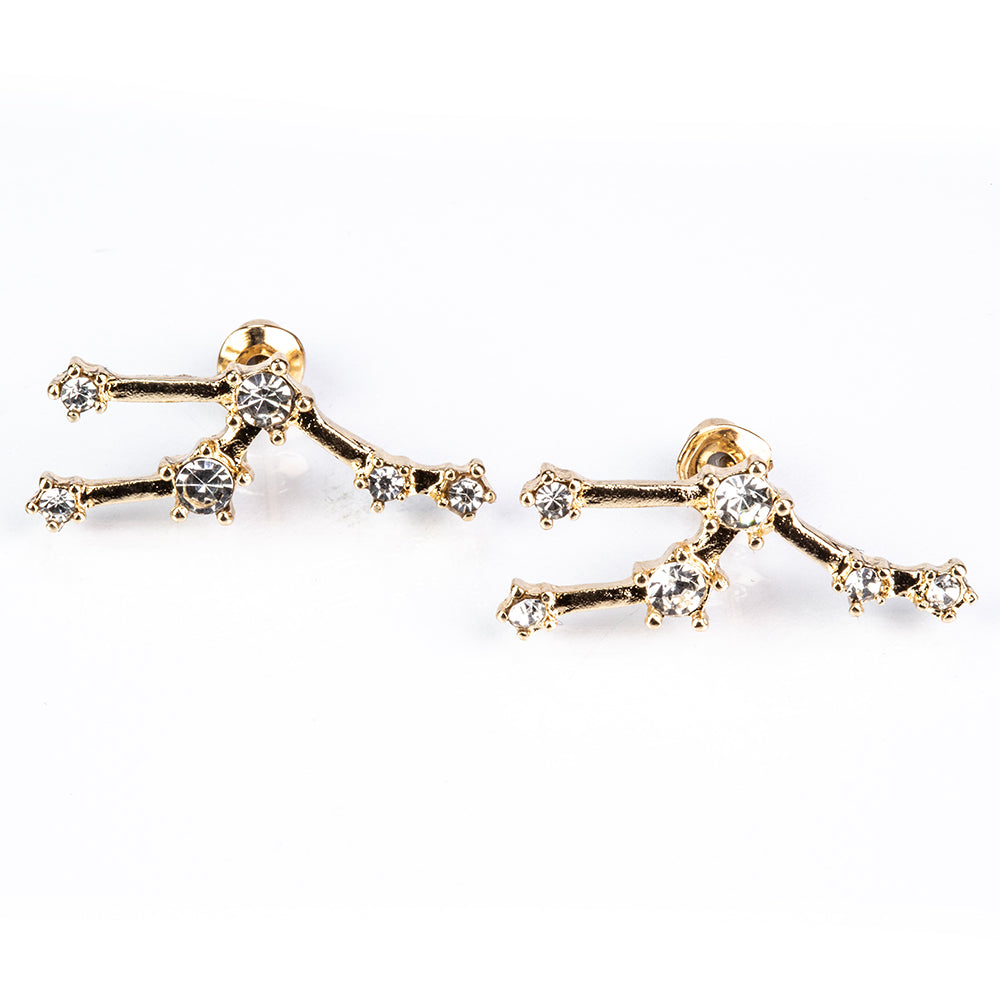 Tauro Pendientes de Aleación Bañado en Oro con Cristal Emporia® Blanco
