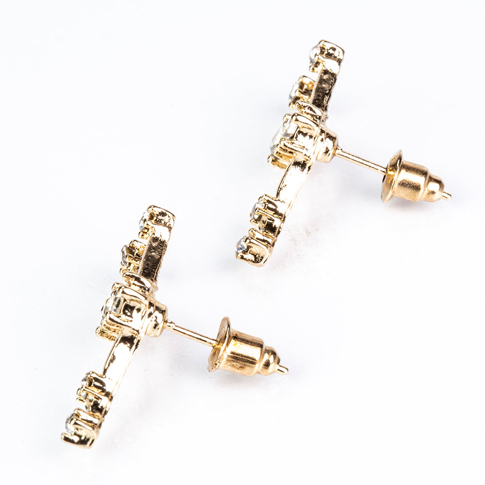 Tauro Pendientes de Aleación Bañado en Oro con Cristal Emporia® Blanco