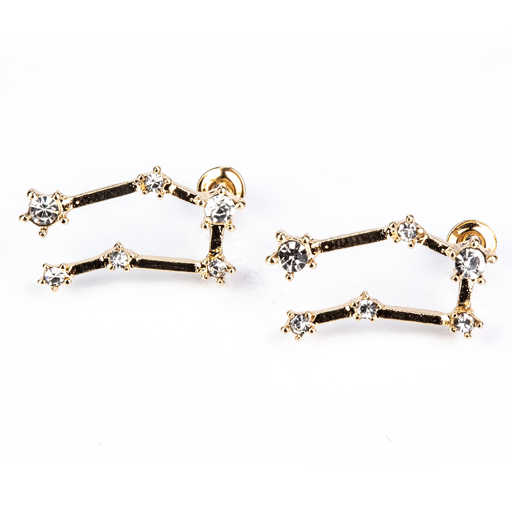 Géminis Pendientes de Aleación Bañado en Oro con Cristal Emporia® Blanco