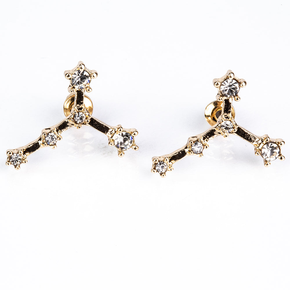Cancer Pendientes de Aleación Bañado en Oro con Cristal Emporia® Blanco