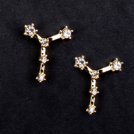 Cancer Pendientes de Aleación Bañado en Oro con Cristal Emporia® Blanco