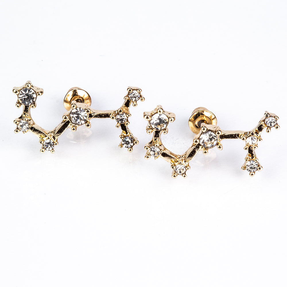 Escorpio Pendientes de Aleación Bañado en Oro con Cristal Emporia® Blanco