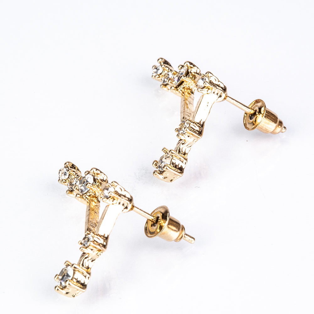 Libra Pendientes de Aleación Bañado en Oro con Cristal Emporia® Blanco