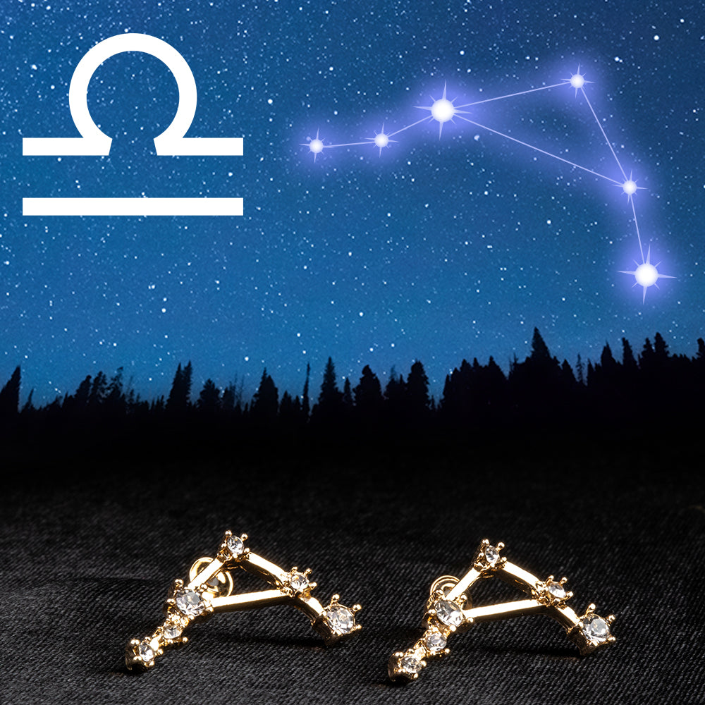 Libra Pendientes de Aleación Bañado en Oro con Cristal Emporia® Blanco