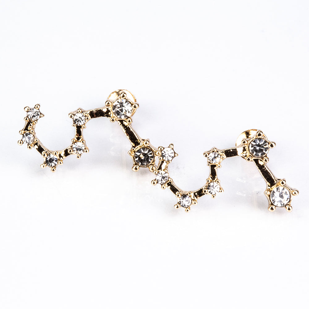 Leo Pendientes de Aleación Bañado en Oro con Cristal Emporia® Blanco