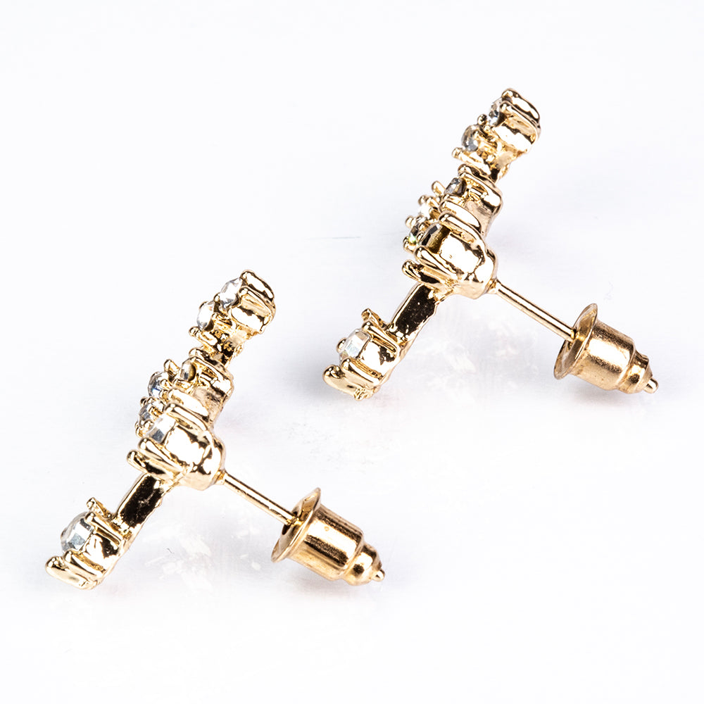 Leo Pendientes de Aleación Bañado en Oro con Cristal Emporia® Blanco