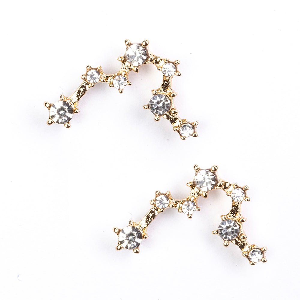 Piscis Pendientes de Aleación Bañado en Oro con Cristal Emporia® Blanco