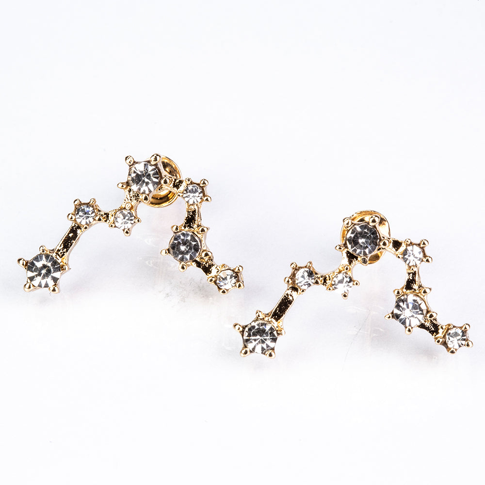 Piscis Pendientes de Aleación Bañado en Oro con Cristal Emporia® Blanco
