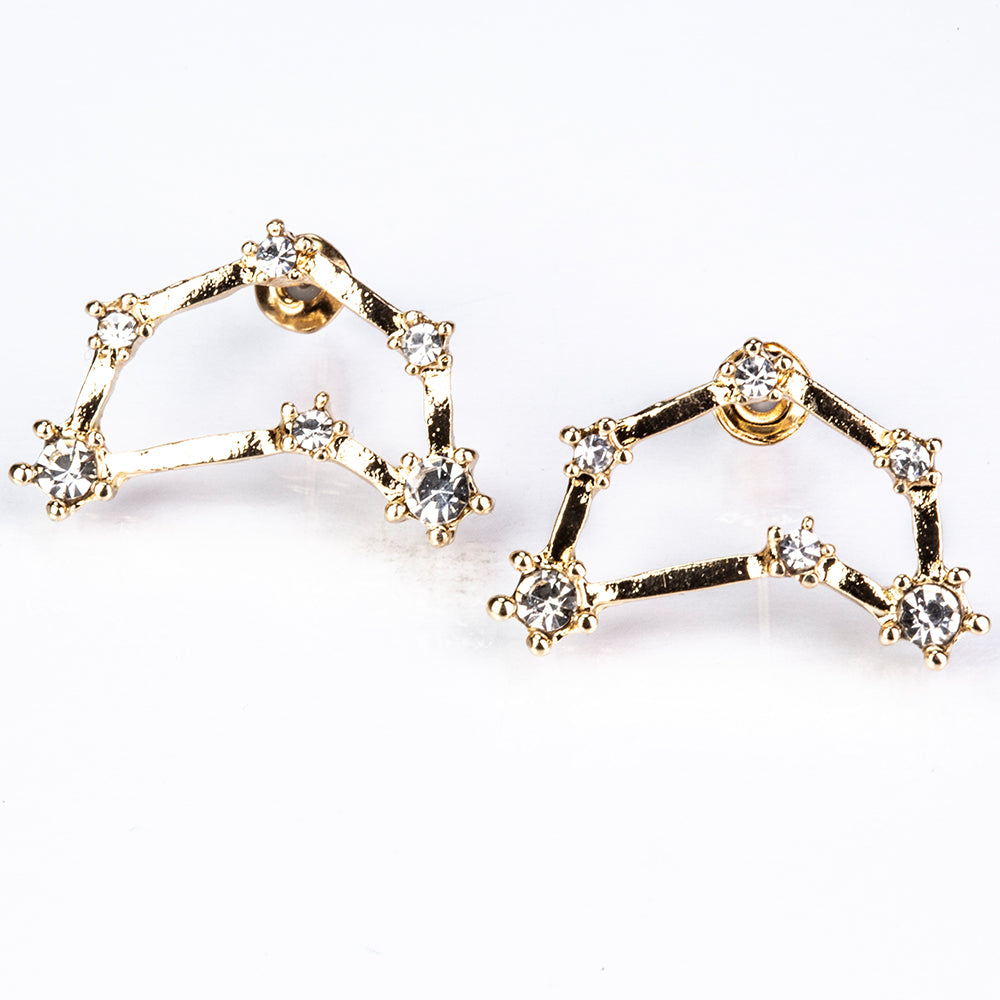 Capricornio Pendientes de Aleación Bañado en Oro con Cristal Emporia® Blanco