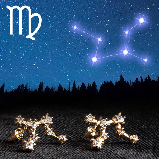 Virgo Pendientes de Aleación Bañado en Oro con Cristal Emporia® Blanco