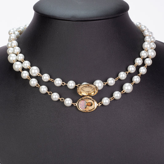 Collar de Aleación Bañado en Oro con Perla de cristal