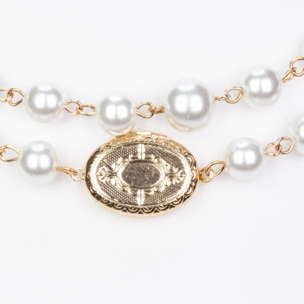Collar de Aleación Bañado en Oro con Perla de cristal