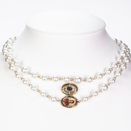 Collar de Aleación Bañado en Oro con Perla de cristal