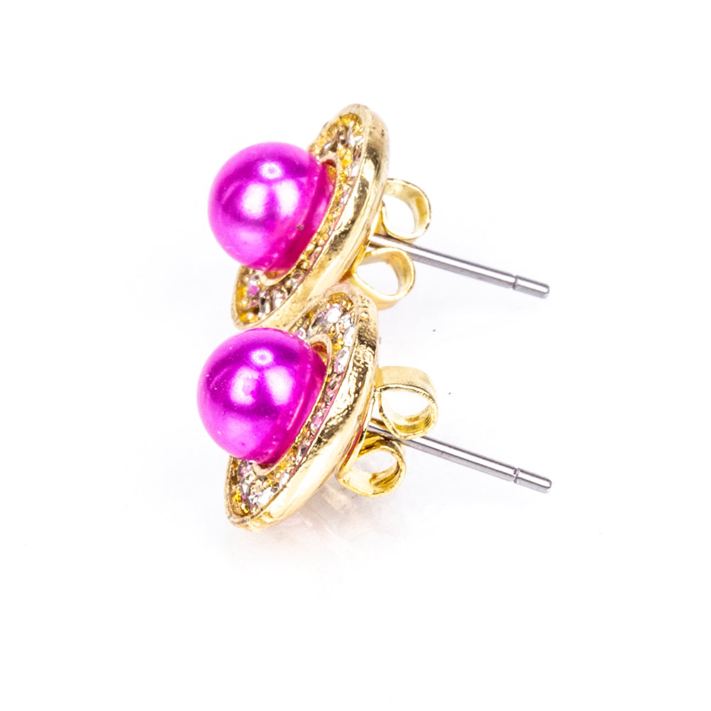 Conjunto de Aleación Bañado en Oro con Perla blanca de agua dulce y Cristal Emporia® Blanco ( Collar +Pendientes +Colgante )