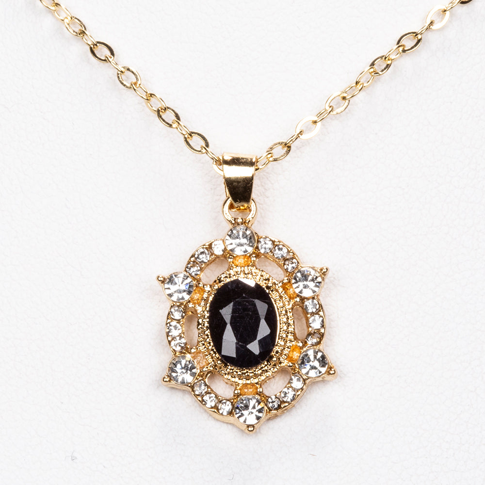 Collar de Aleación Bañado en Oro con Zafiro y Cristal Emporia® Blanco ( Collar +Colgante )
