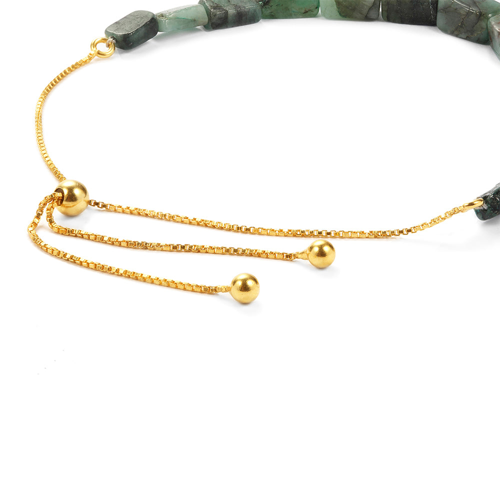 Pulsera de Plata Bañada en Oro con Esmeralda de Brasil
