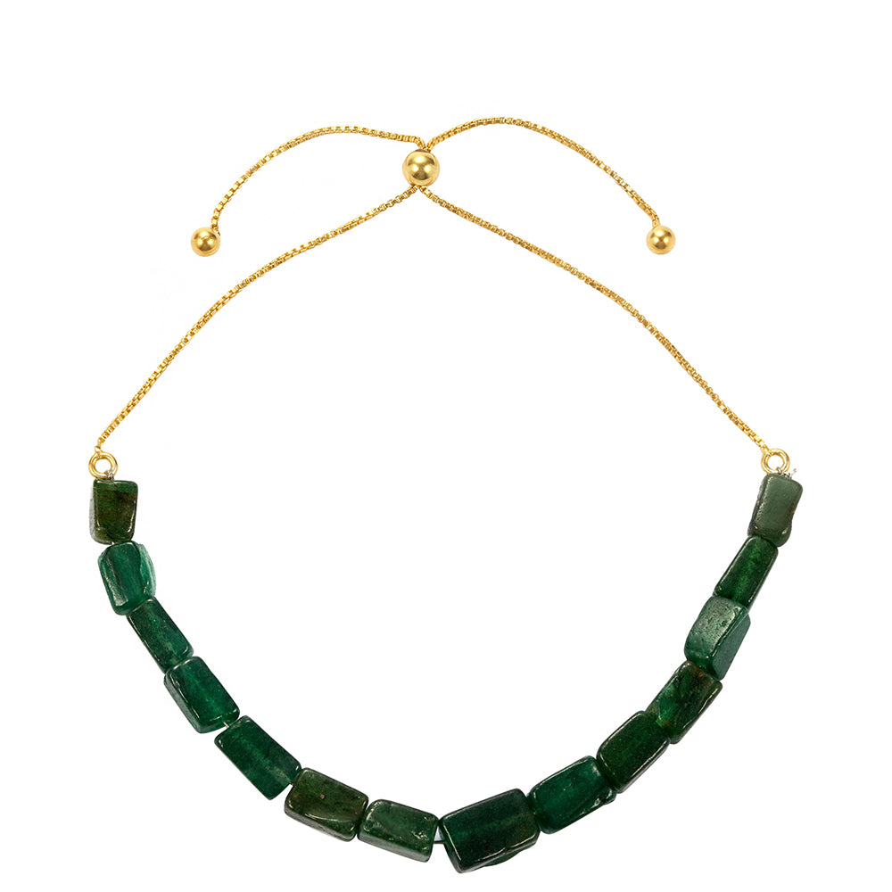 Pulsera de Plata Bañada en Oro con Anenturina Verde