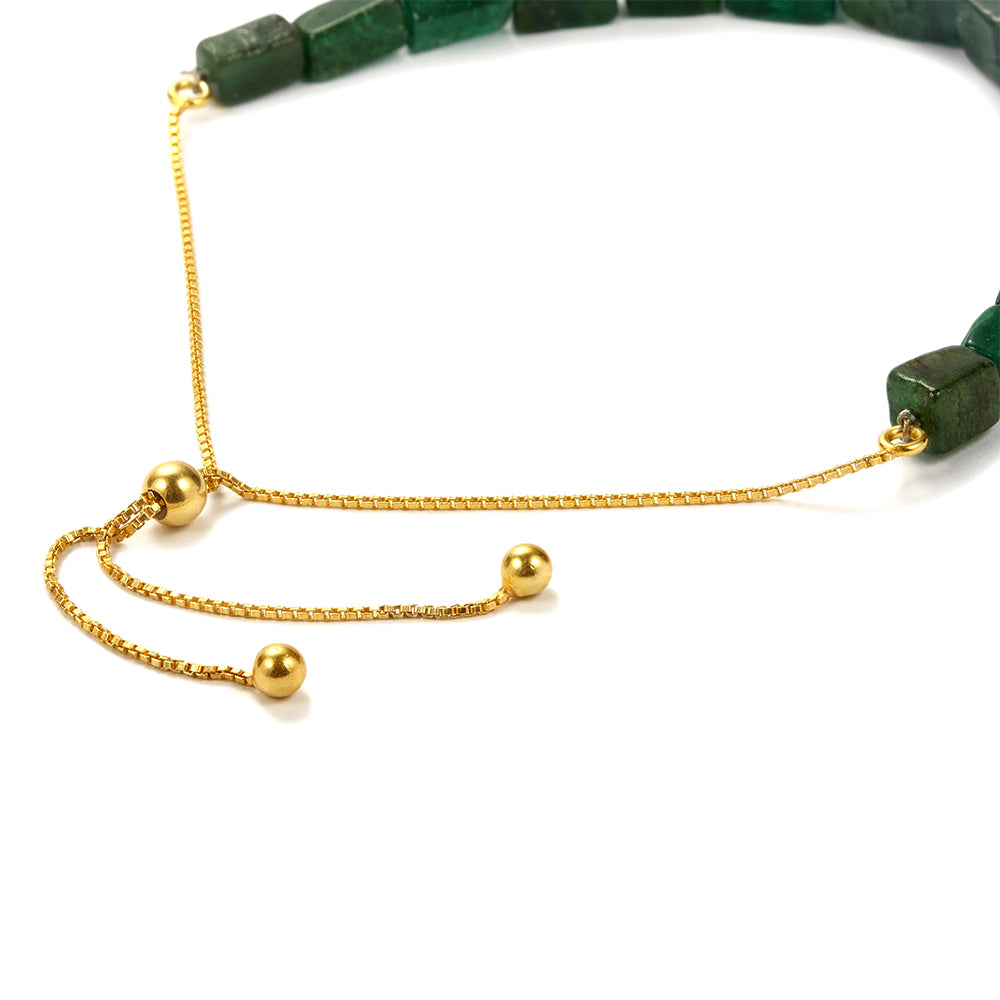 Pulsera de Plata Bañada en Oro con Anenturina Verde