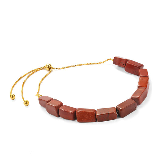 Pulsera de Plata Bañada en Oro con Jaspe rojo