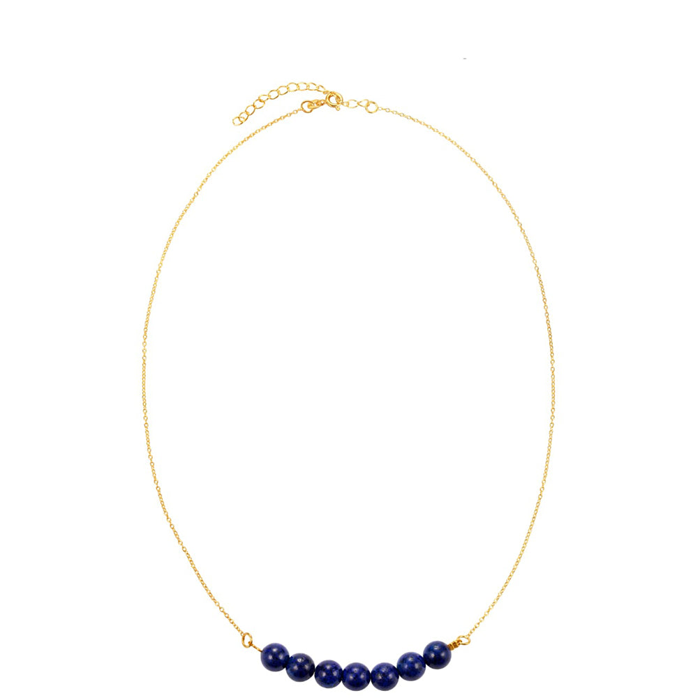 Collar de Plata Bañada en Oro con Lapislázuli