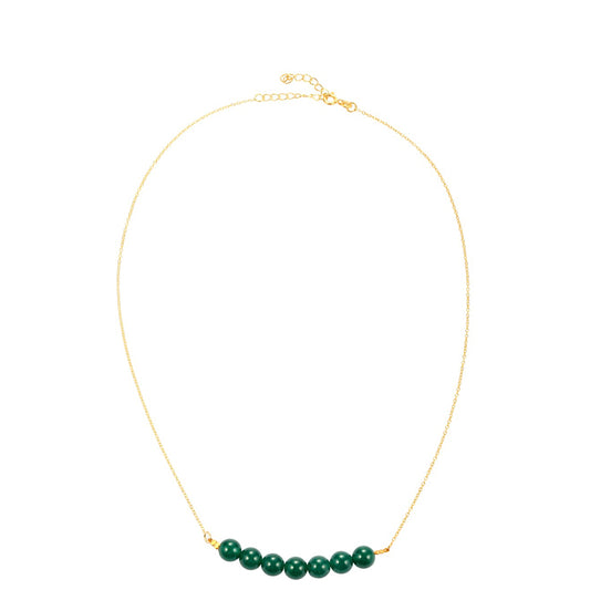 Collar de Plata Bañada en Oro con Jade Verde