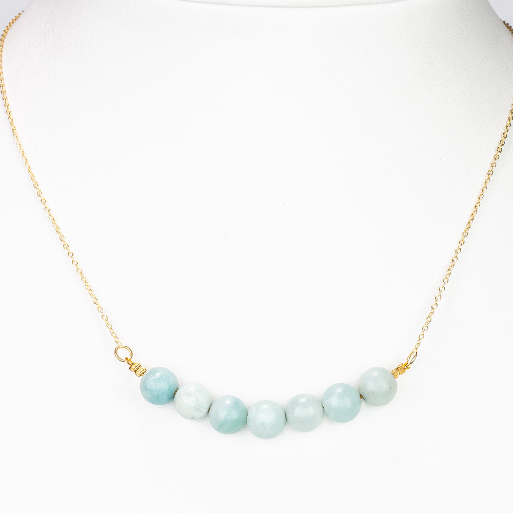 Collar de Plata Bañada en Oro con Amazonita