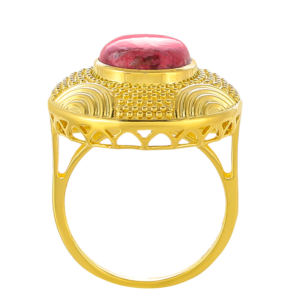 Anillo de Plata Bañada en Oro con Thulita