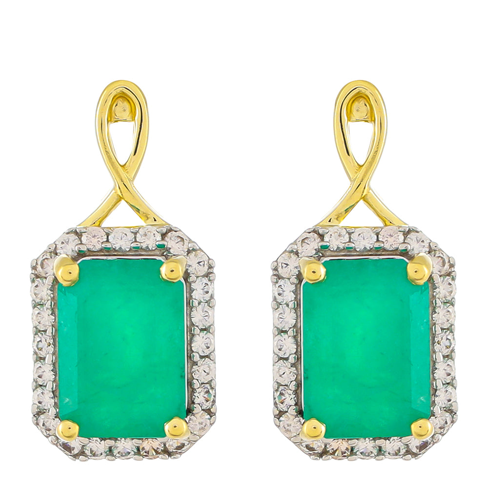 Pendientes de Oro 9K con Esmeralda de Zambia y Zircón natural