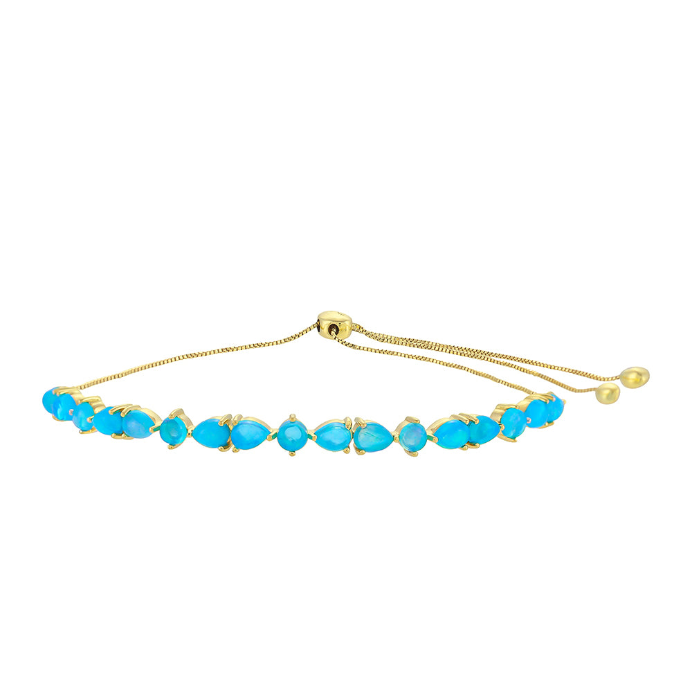 Pulsera de Oro 9K con Ópalo Azul de Etiopía 1