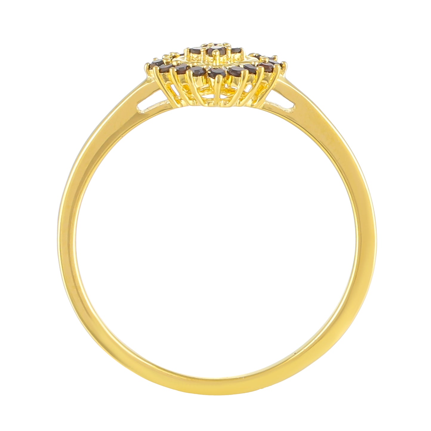 Anillo de Plata Bañada en Oro con Diamante Rojo