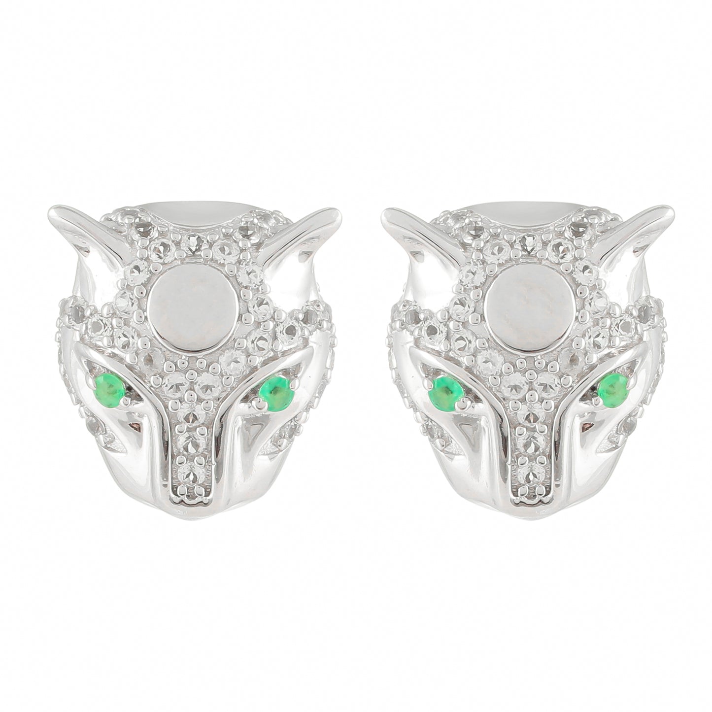 Pendientes de Plata con Esmeralda de Brasil y Topacio Blanco