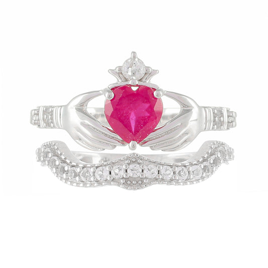 Anillo de Plata con Rubí de Tailandia y Topacio Blanco