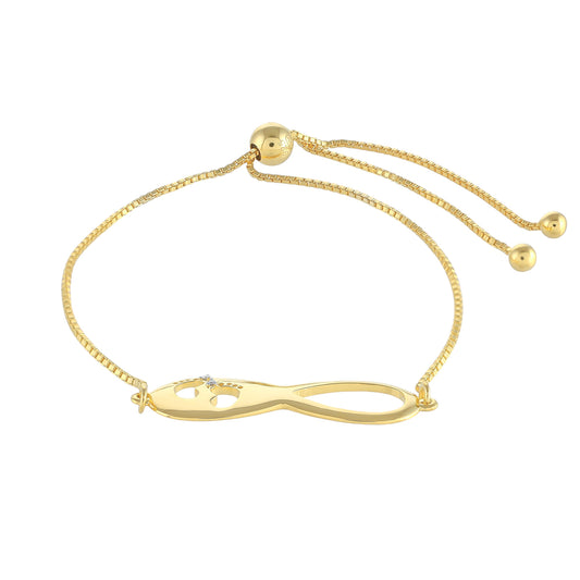 Pulsera de Plata Bañada en Oro con Diamante blanco