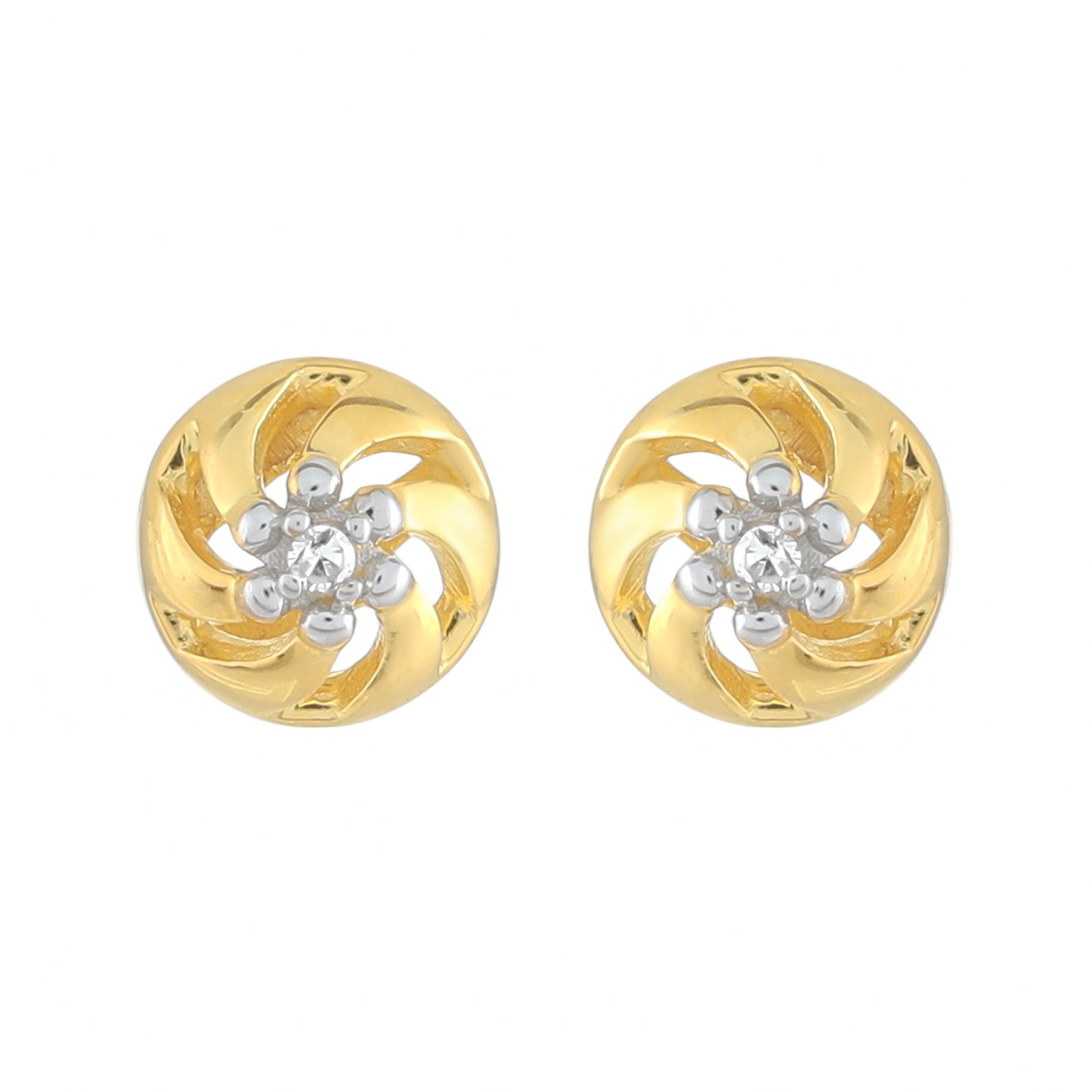 Pendientes de Plata Bañada en Oro con Diamante blanco